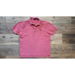 Polo Ralph Lauren Terry Shirt Mens L (Fits smaller) Pink Salmon Pony Cotton